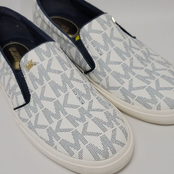 Michael Kors Boerum Double Gore MK Signature Logo Print PVC Slip On Shoe Size 9M - Picture 7 of 11